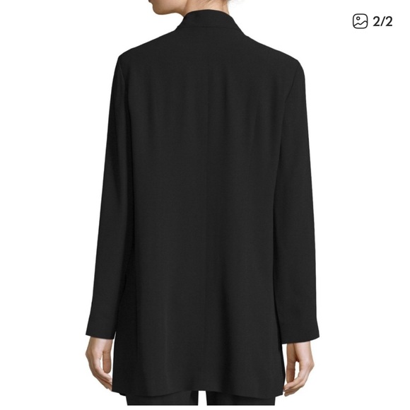 EILEEN FISHER 100% Silk Georgette Crepe Jacket in Black Size Small - Picture 2 of 12